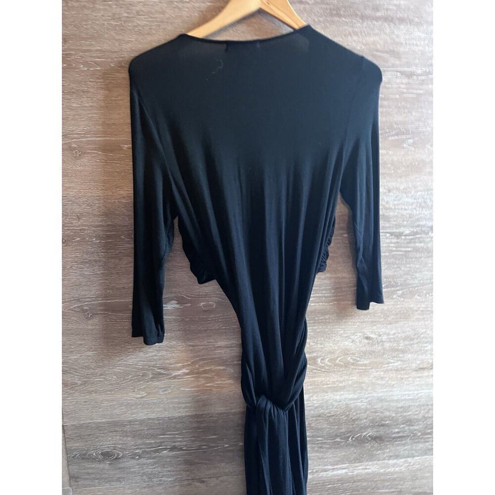 Ralph Lauren Black Wrap Dress Size M Tie Classic Midi Long Sleeve - Picture 5 of 6